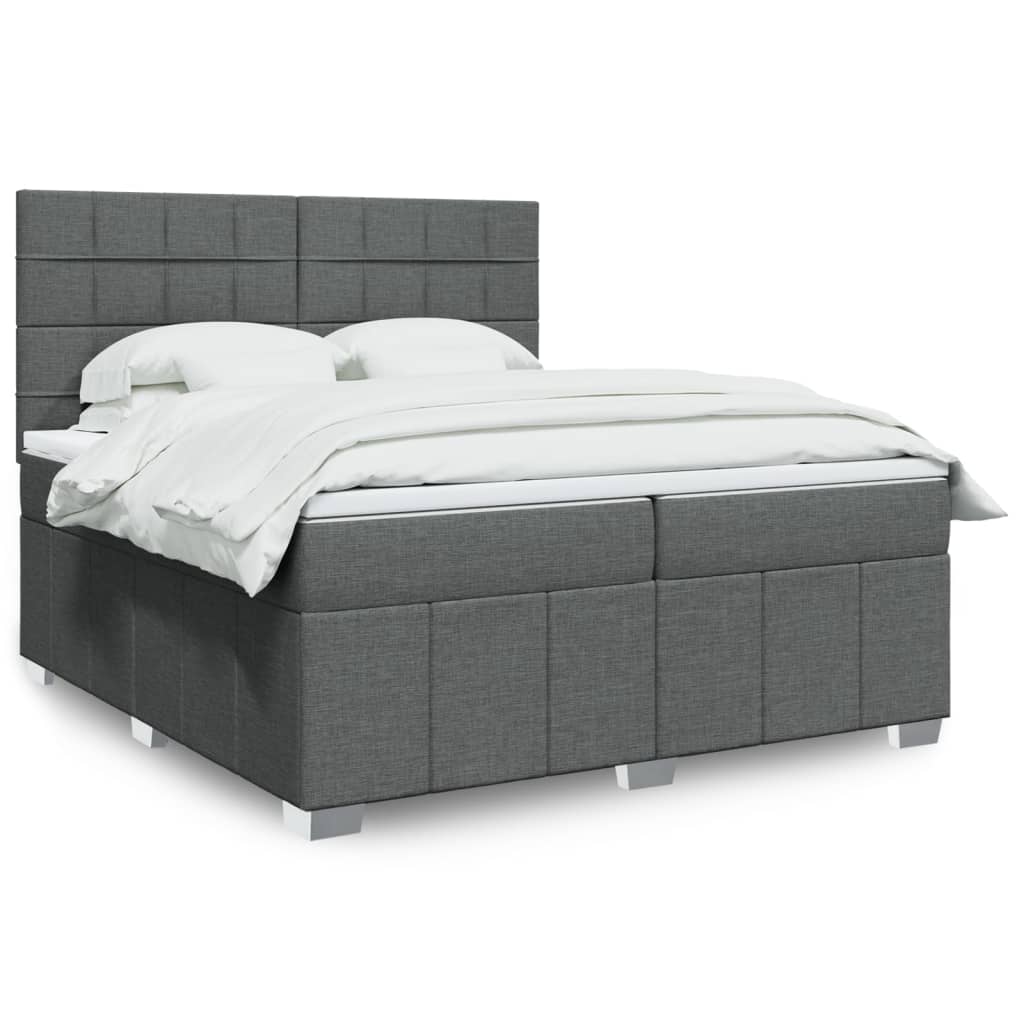 Boxspring met matras stof donkergrijs 200x200 cm is nu te koop bij PeponiXL, paradijselijk wonen!