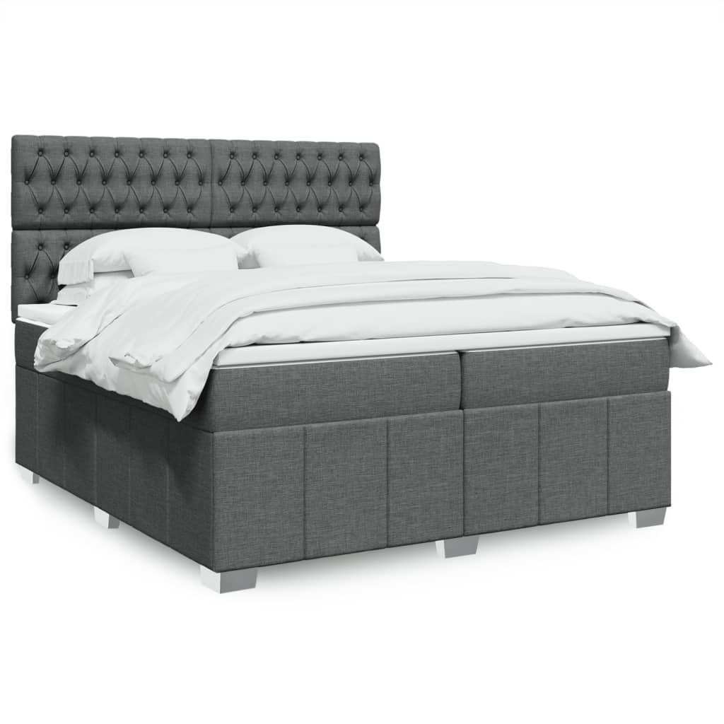 Boxspring met matras stof donkergrijs 200x200 cm is nu te koop bij PeponiXL, paradijselijk wonen!