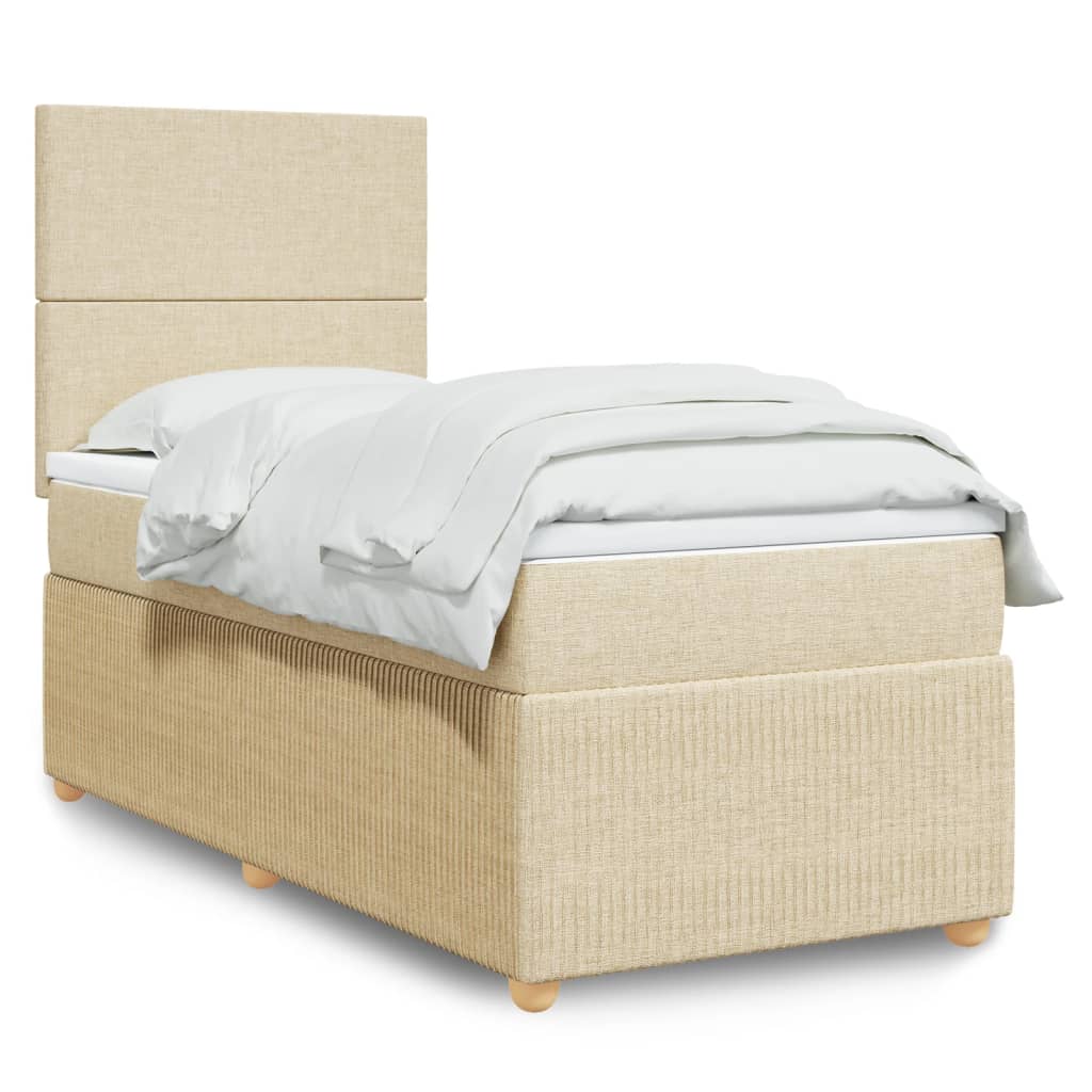 Boxspring met matras stof crèmekleurig 80x200 cm is nu te koop bij PeponiXL, paradijselijk wonen!