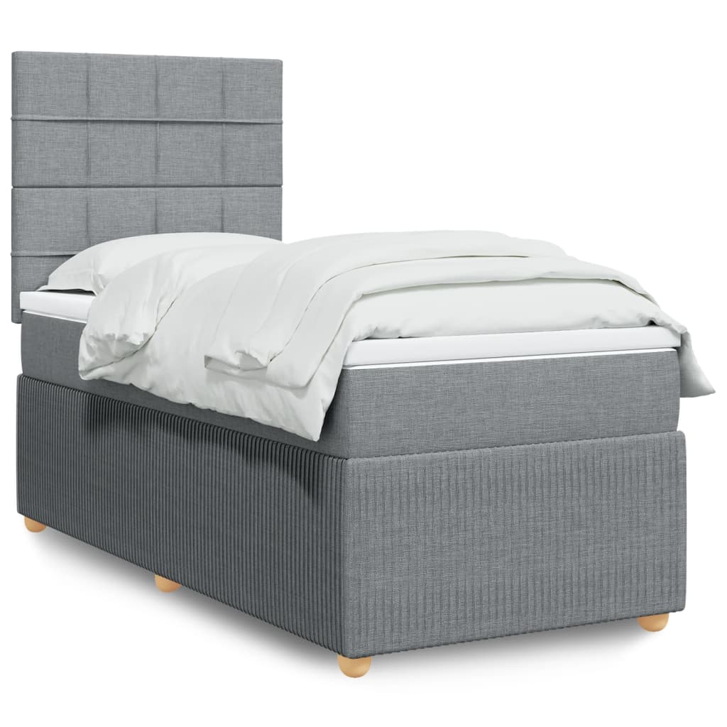 Boxspring met matras stof lichtgrijs 80x200 cm is nu te koop bij PeponiXL, paradijselijk wonen!