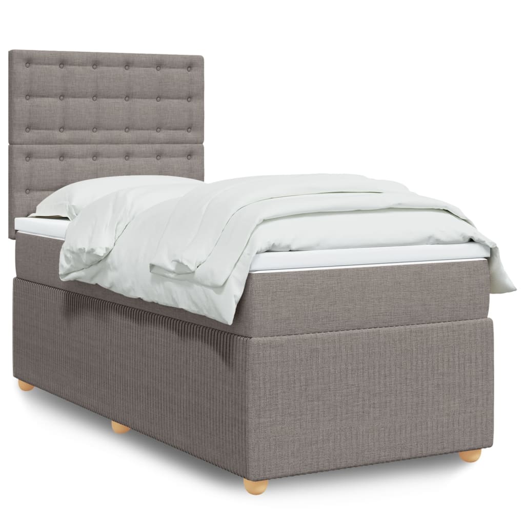 Boxspring met matras stof taupe 90x190 cm is nu te koop bij PeponiXL, paradijselijk wonen!