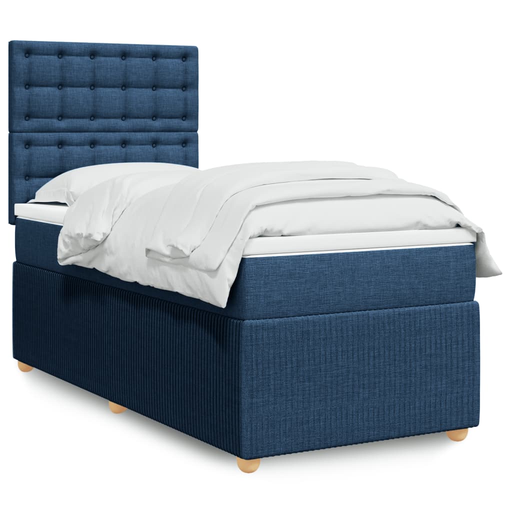 Boxspring met matras stof blauw 90x200 cm is nu te koop bij PeponiXL, paradijselijk wonen!