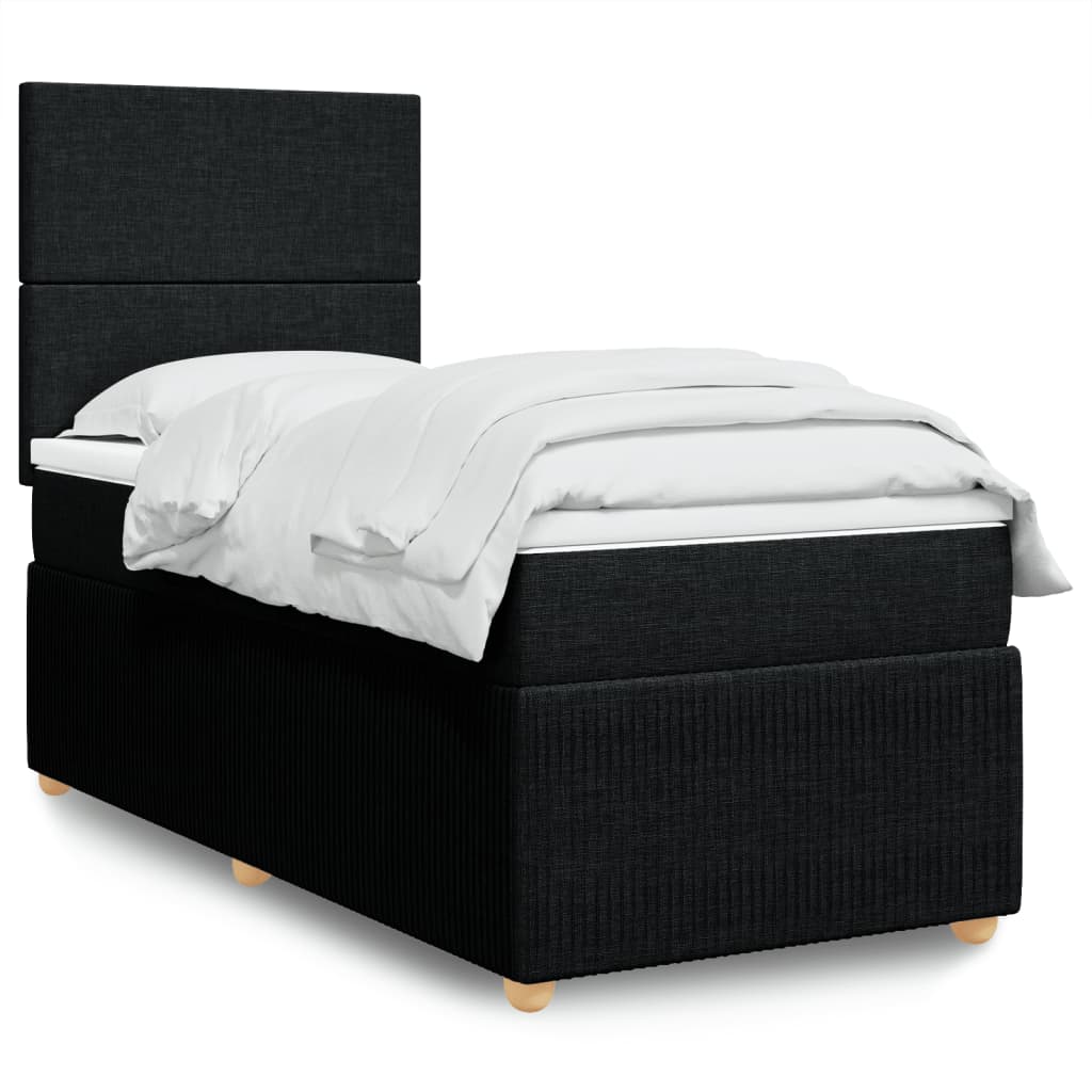 Boxspring met matras stof zwart 100x200 cm is nu te koop bij PeponiXL, paradijselijk wonen!