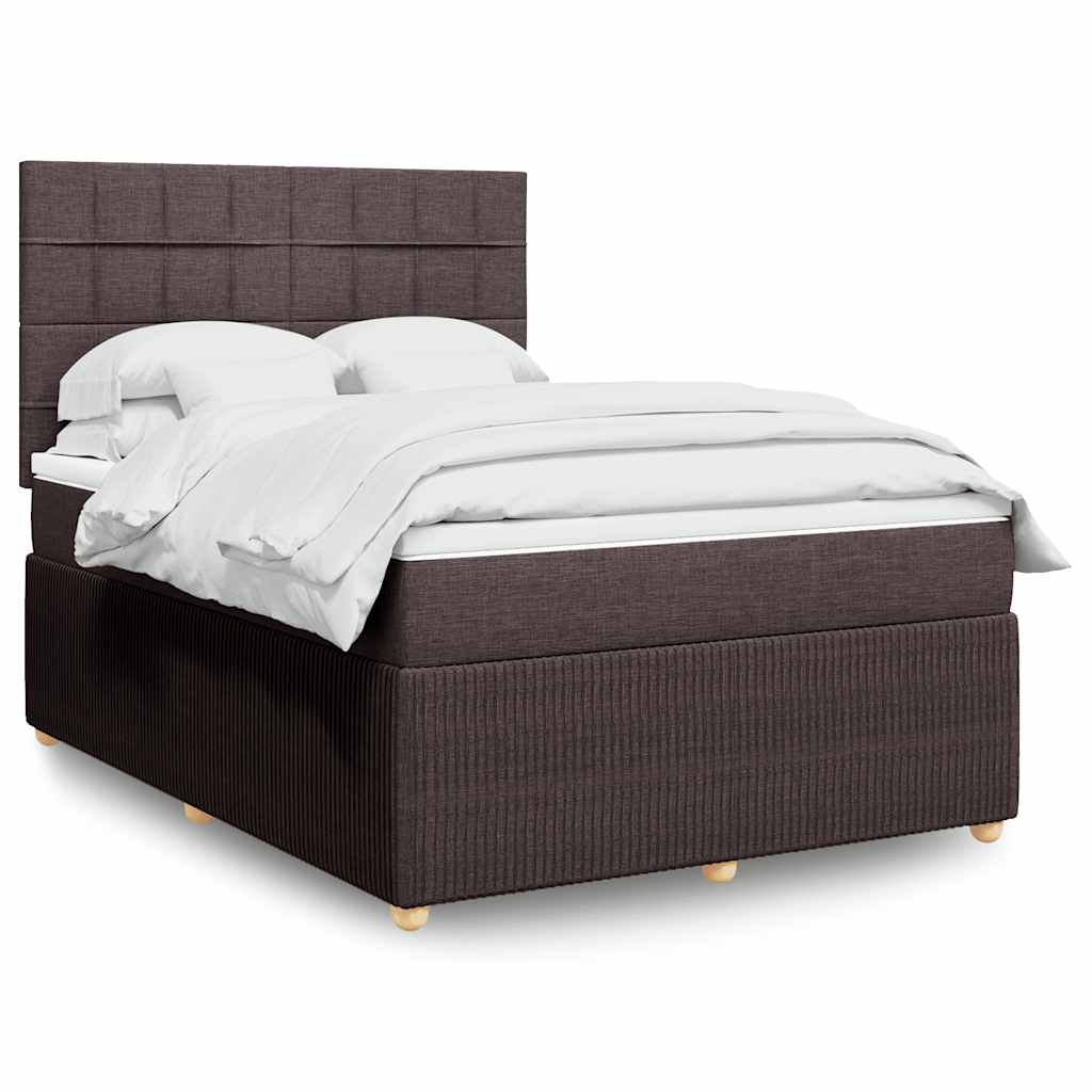 vidaXL Boxspring met matras stof donkerbruin 160x200 cm