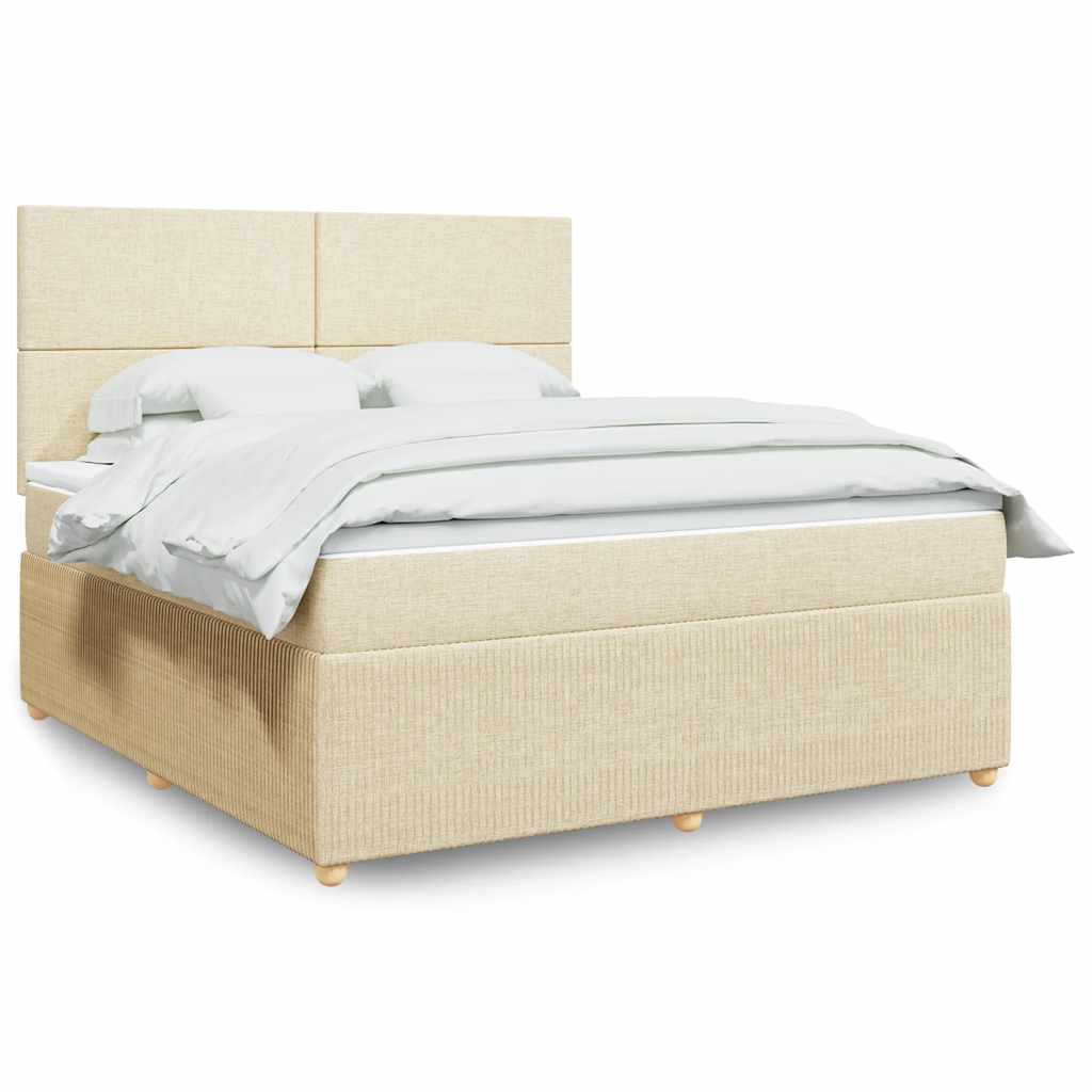 Boxspring met matras stof crèmekleurig 180x200 cm is nu te koop bij PeponiXL, paradijselijk wonen!