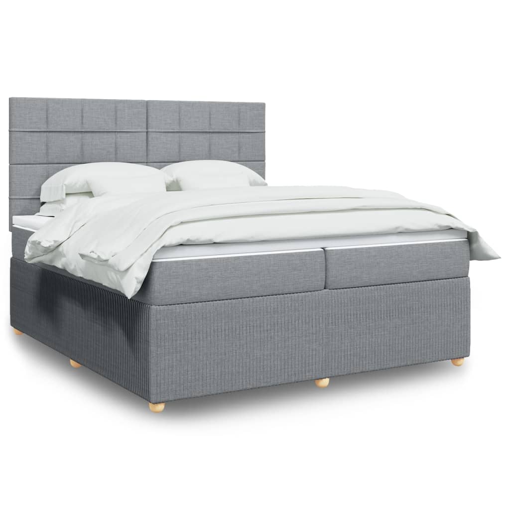 Boxspring met matras stof lichtgrijs 200x200 cm is nu te koop bij PeponiXL, paradijselijk wonen!