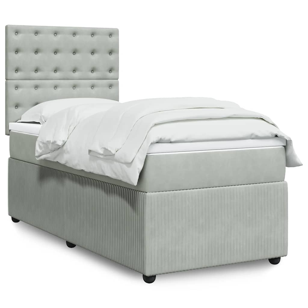 Boxspring met matras fluweel lichtgrijs 80x200 cm is nu te koop bij PeponiXL, paradijselijk wonen!