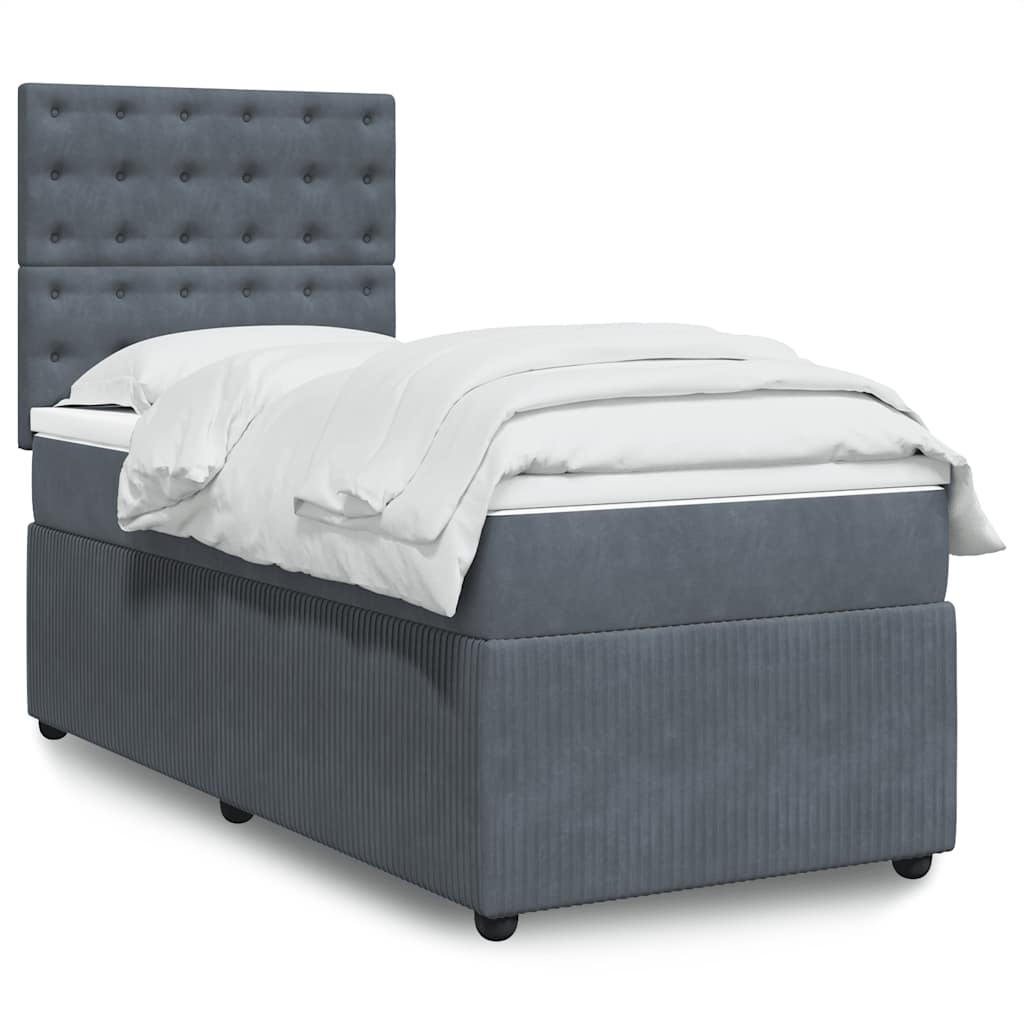 Boxspring met matras fluweel donkergrijs 80x200 cm is nu te koop bij PeponiXL, paradijselijk wonen!
