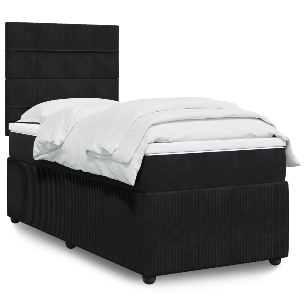 Boxspring met matras fluweel zwart 90x200 cm is nu te koop bij PeponiXL, paradijselijk wonen!