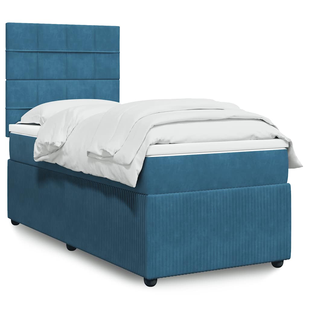 Boxspring met matras fluweel donkerblauw 90x200 cm is nu te koop bij PeponiXL, paradijselijk wonen!