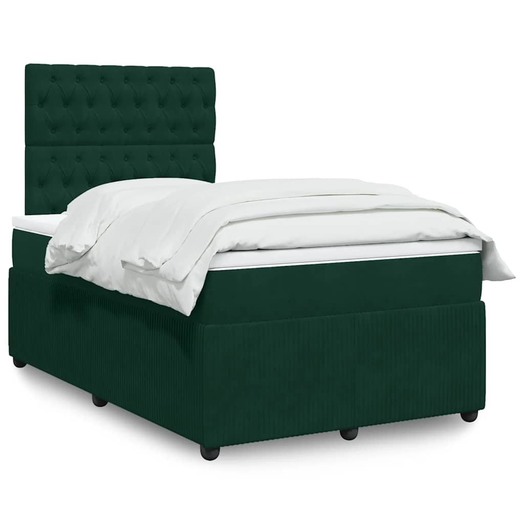 Boxspring met matras fluweel donkergroen 120x190 cm is nu te koop bij PeponiXL, paradijselijk wonen!