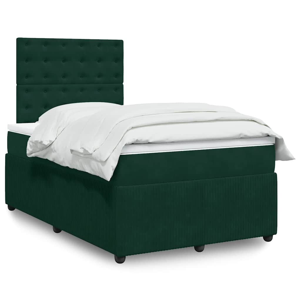 Boxspring met matras fluweel donkergroen 120x190 cm is nu te koop bij PeponiXL, paradijselijk wonen!