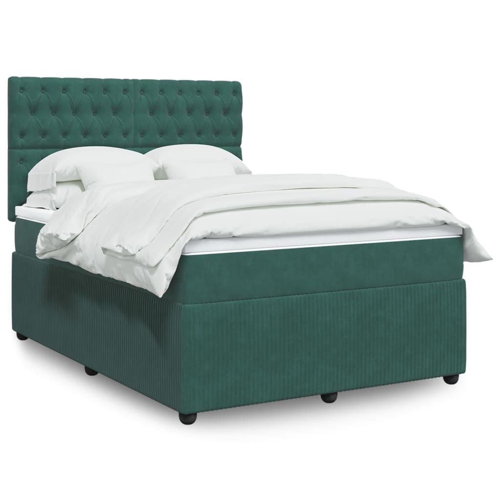 Boxspring met matras fluweel donkergroen 140x190 cm is nu te koop bij PeponiXL, paradijselijk wonen!