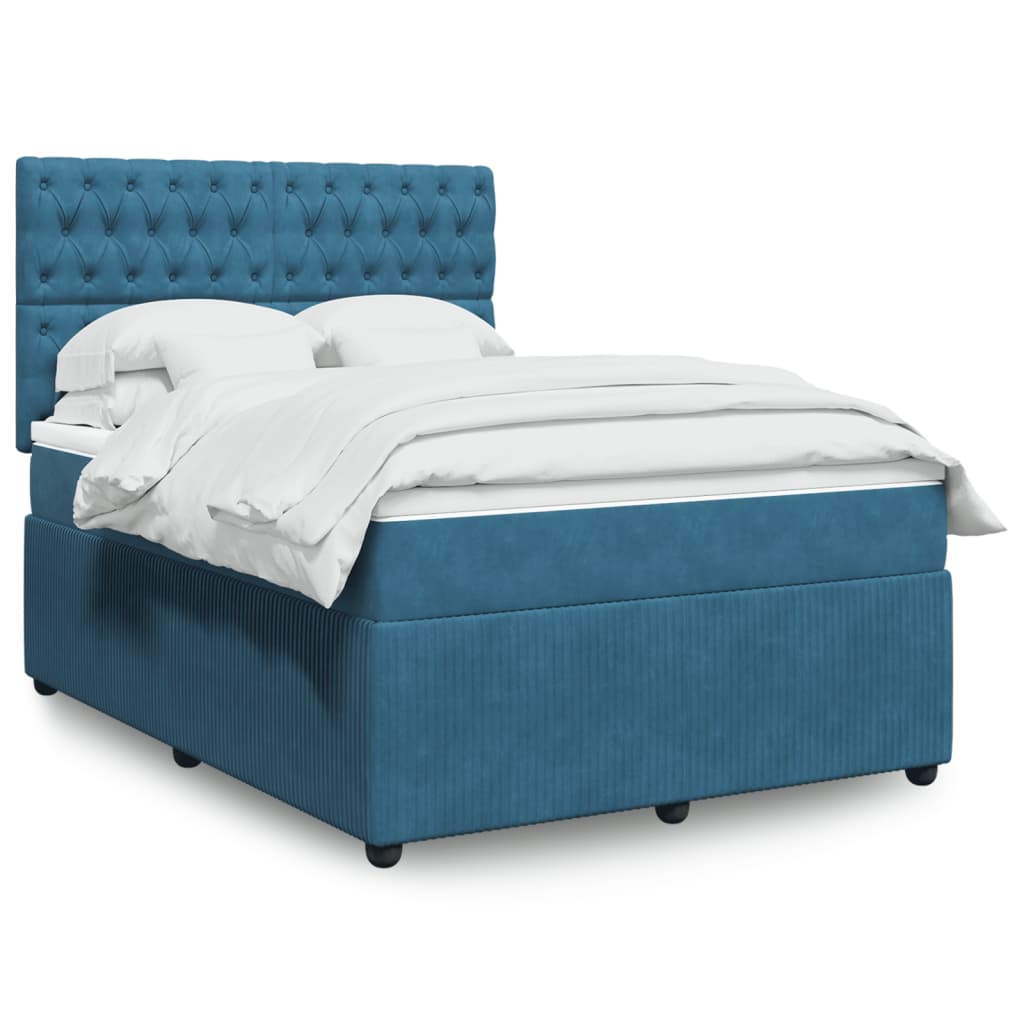 Boxspring met matras fluweel donkerblauw 140x190 cm is nu te koop bij PeponiXL, paradijselijk wonen!