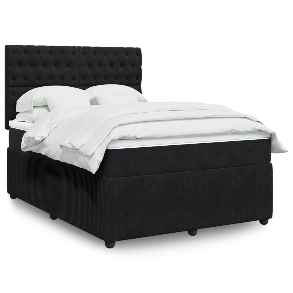 Boxspring met matras fluweel zwart 160x200 cm is nu te koop bij PeponiXL, paradijselijk wonen!