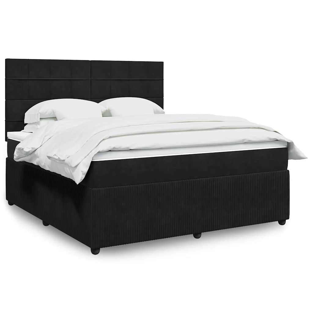 Boxspring met matras fluweel zwart 180x200 cm is nu te koop bij PeponiXL, paradijselijk wonen!