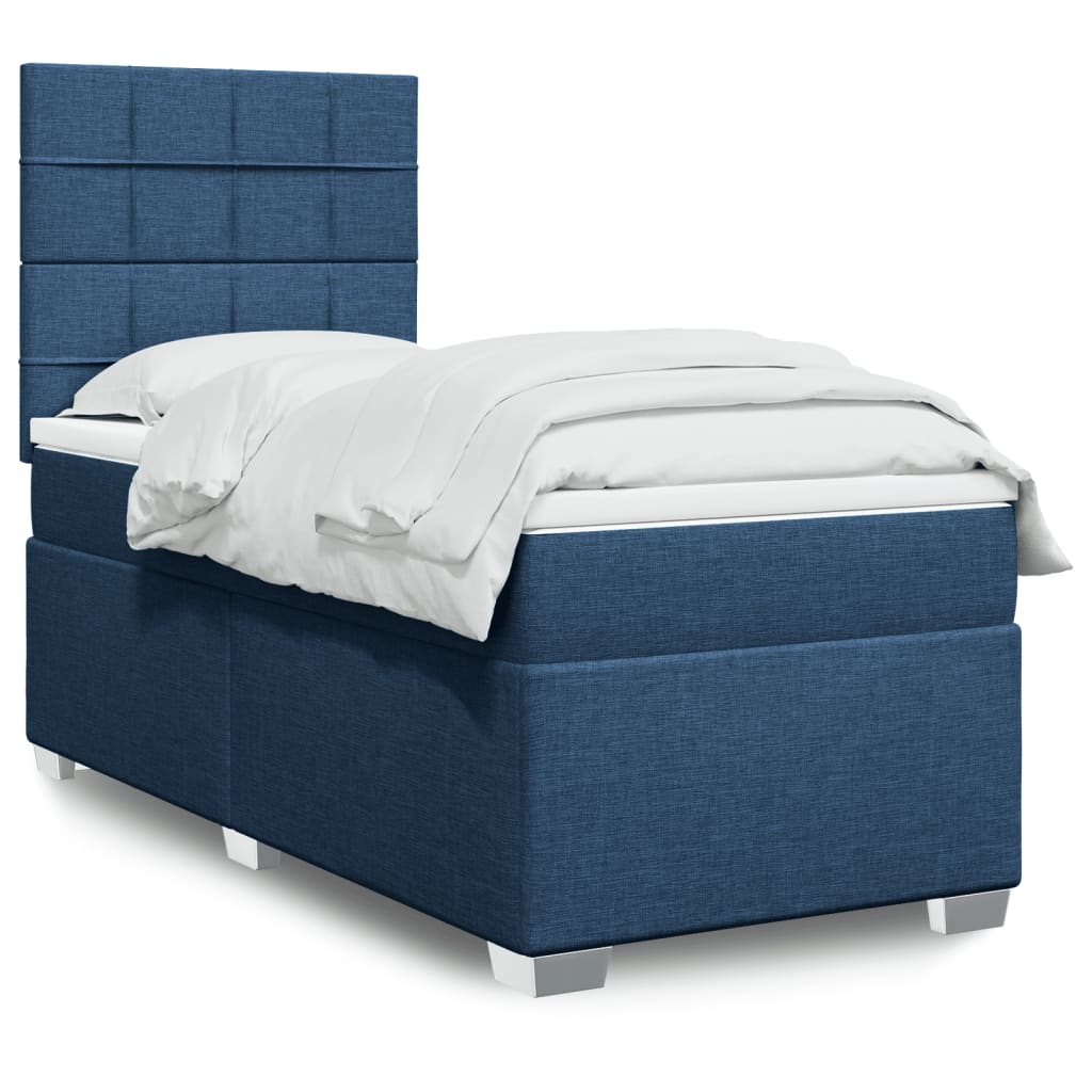 Boxspring met matras stof blauw 90x190 cm is nu te koop bij PeponiXL, paradijselijk wonen!