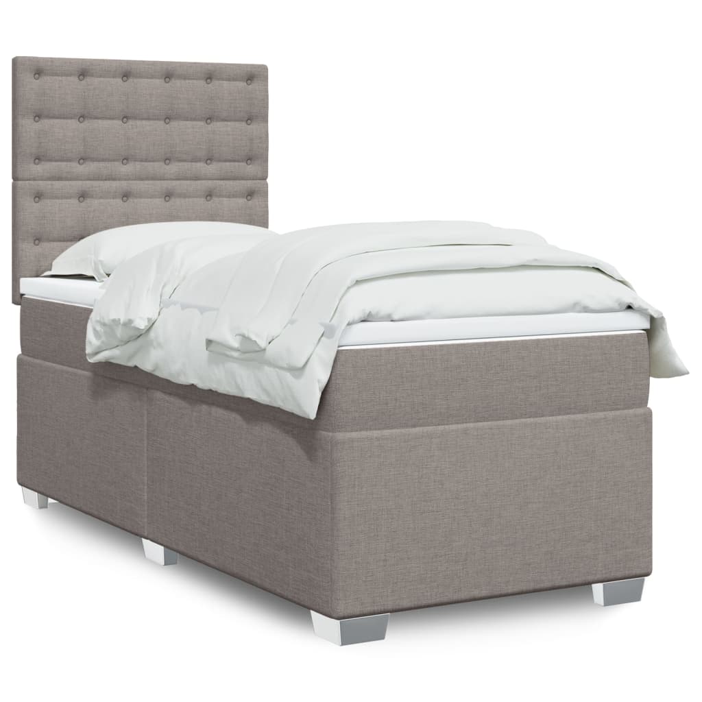 Boxspring met matras stof taupe 100x200 cm is nu te koop bij PeponiXL, paradijselijk wonen!