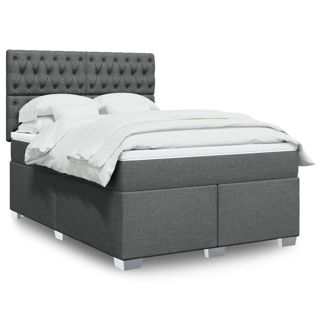 Boxspring met matras stof donkergrijs 140x190 cm is nu te koop bij PeponiXL, paradijselijk wonen!