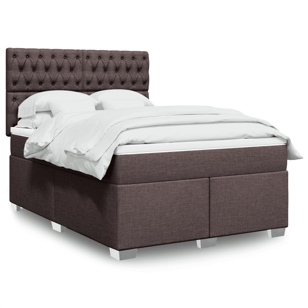 Boxspring met matras stof donkerbruin 140x190 cm is nu te koop bij PeponiXL, paradijselijk wonen!