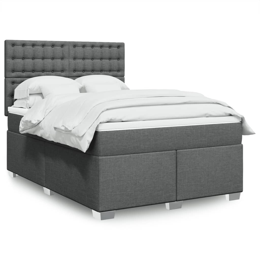 Boxspring met matras stof donkergrijs 140x200 cm is nu te koop bij PeponiXL, paradijselijk wonen!