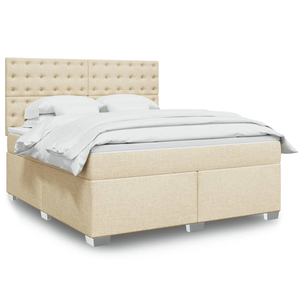 Boxspring met matras stof crèmekleurig 180x200 cm is nu te koop bij PeponiXL, paradijselijk wonen!