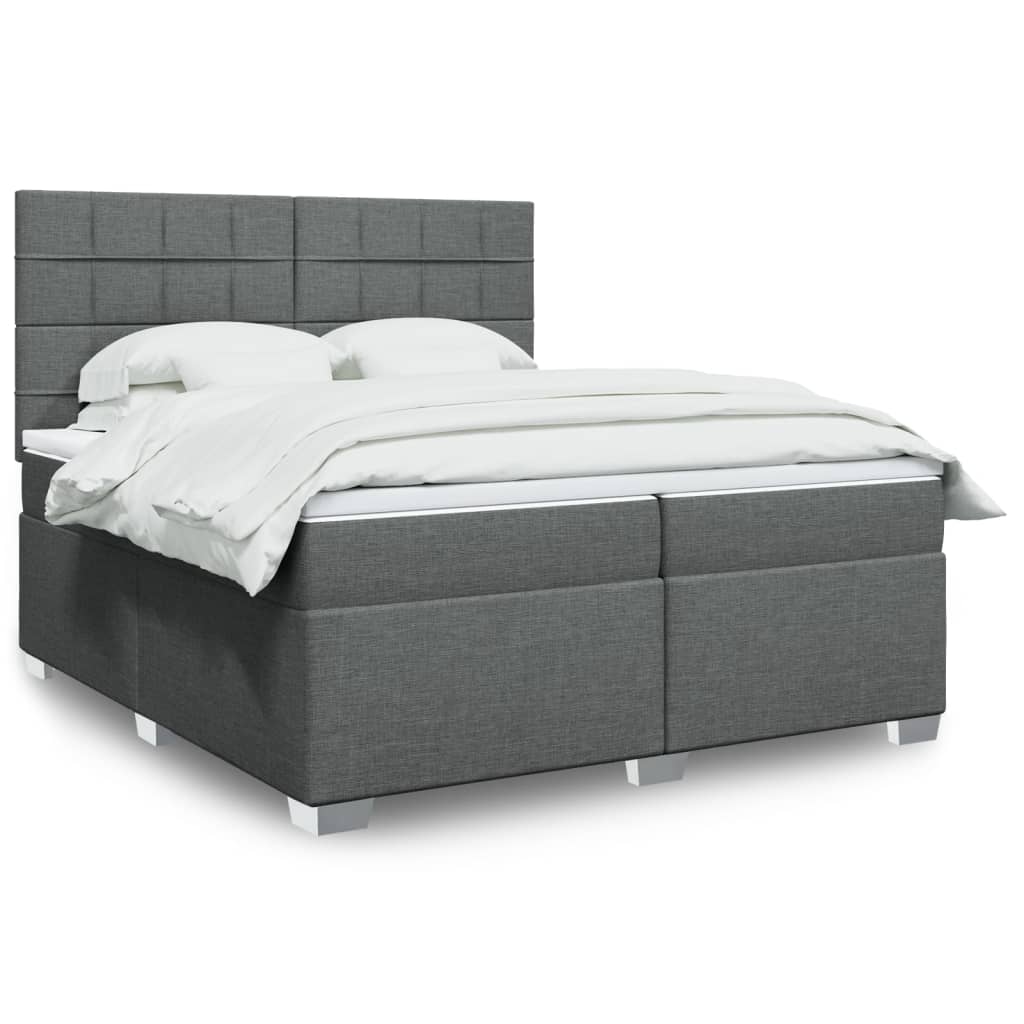 Boxspring met matras stof donkergrijs 200x200 cm is nu te koop bij PeponiXL, paradijselijk wonen!