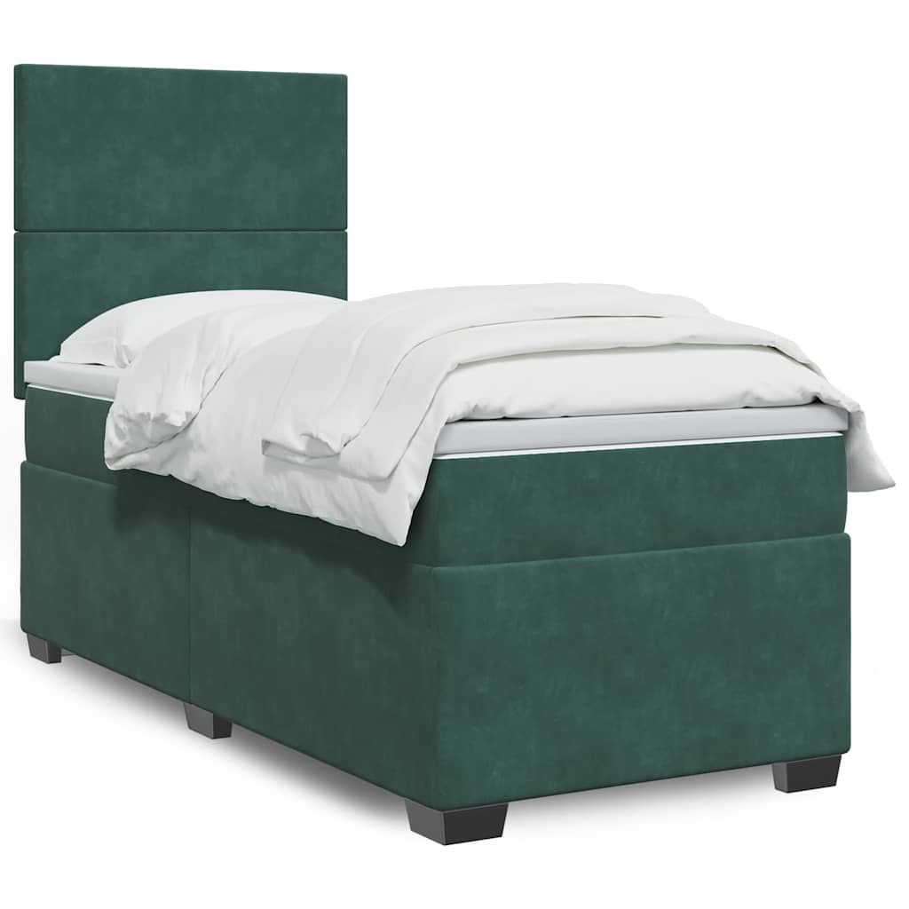 Boxspring met matras fluweel donkergroen 100x200 cm is nu te koop bij PeponiXL, paradijselijk wonen!