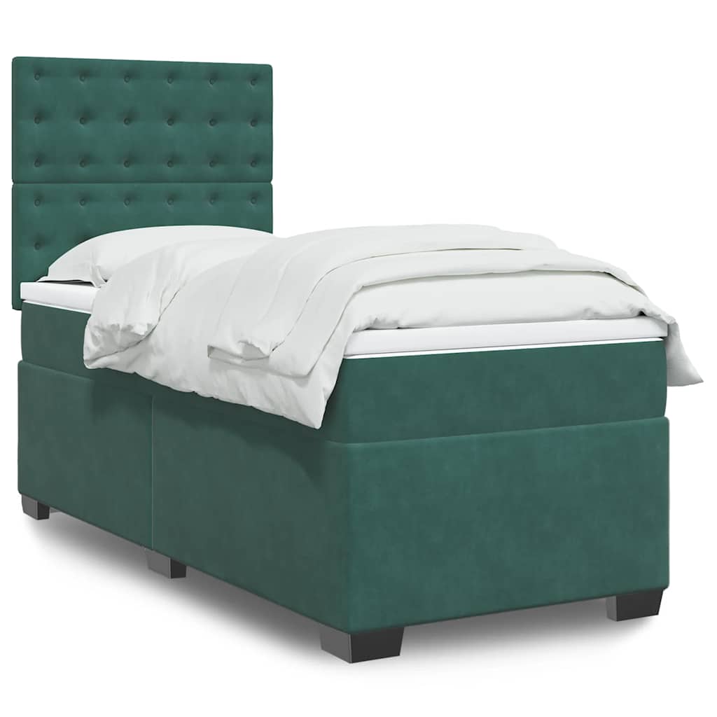 Boxspring met matras fluweel donkergroen 100x200 cm is nu te koop bij PeponiXL, paradijselijk wonen!