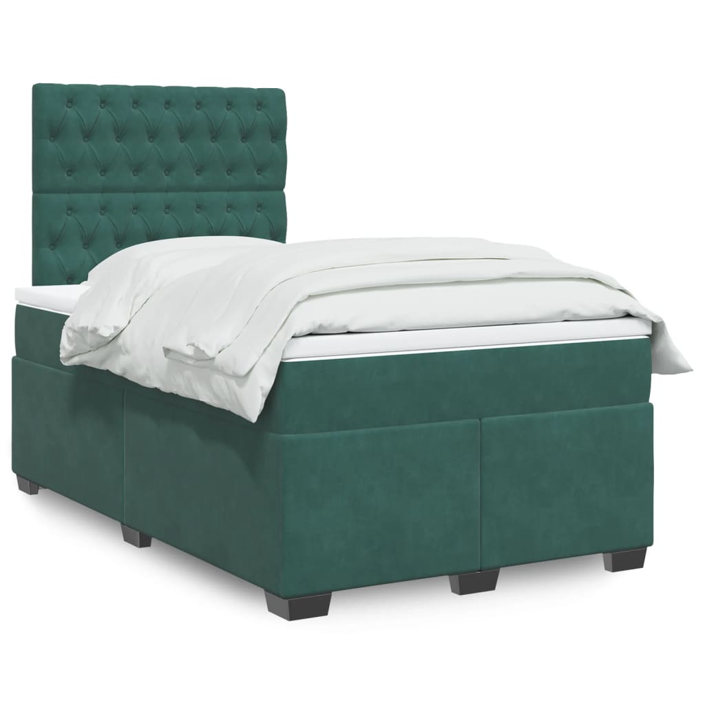 Boxspring met matras fluweel donkergroen 120x190 cm is nu te koop bij PeponiXL, paradijselijk wonen!