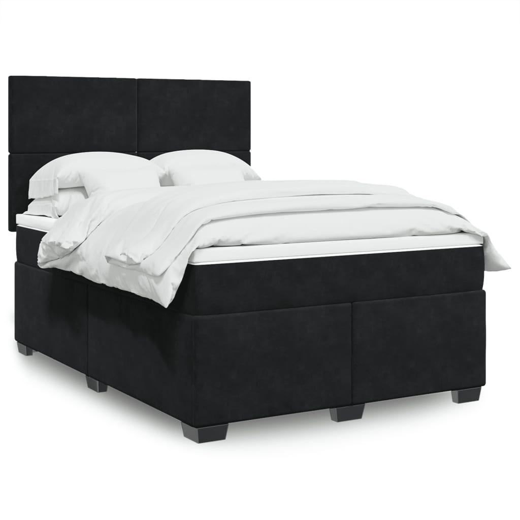Boxspring met matras fluweel zwart 140x190 cm is nu te koop bij PeponiXL, paradijselijk wonen!