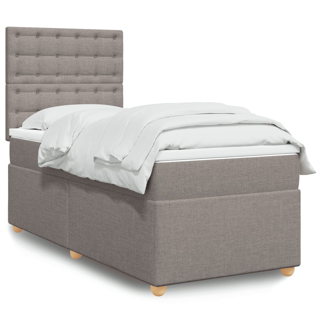 Boxspring met matras stof taupe 80x200 cm is nu te koop bij PeponiXL, paradijselijk wonen!