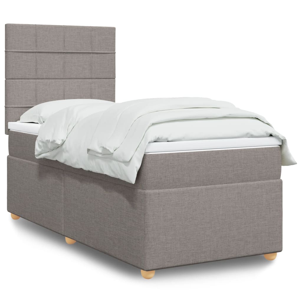 Boxspring met matras stof taupe 90x190 cm is nu te koop bij PeponiXL, paradijselijk wonen!