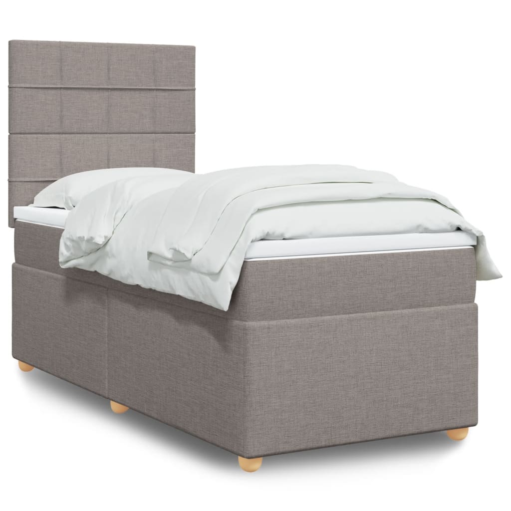 Boxspring met matras stof taupe 100x200 cm is nu te koop bij PeponiXL, paradijselijk wonen!