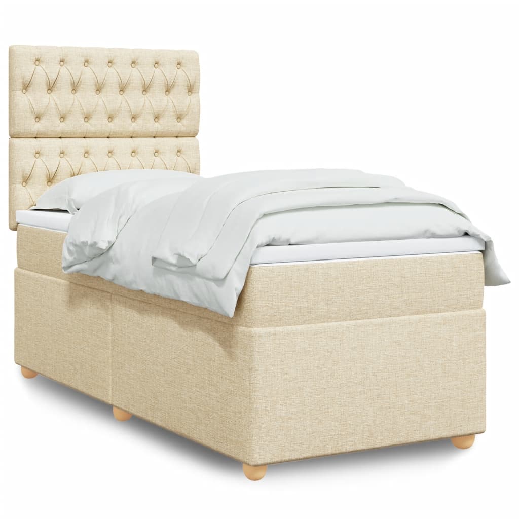 Boxspring met matras stof crèmekleurig 100x200 cm is nu te koop bij PeponiXL, paradijselijk wonen!