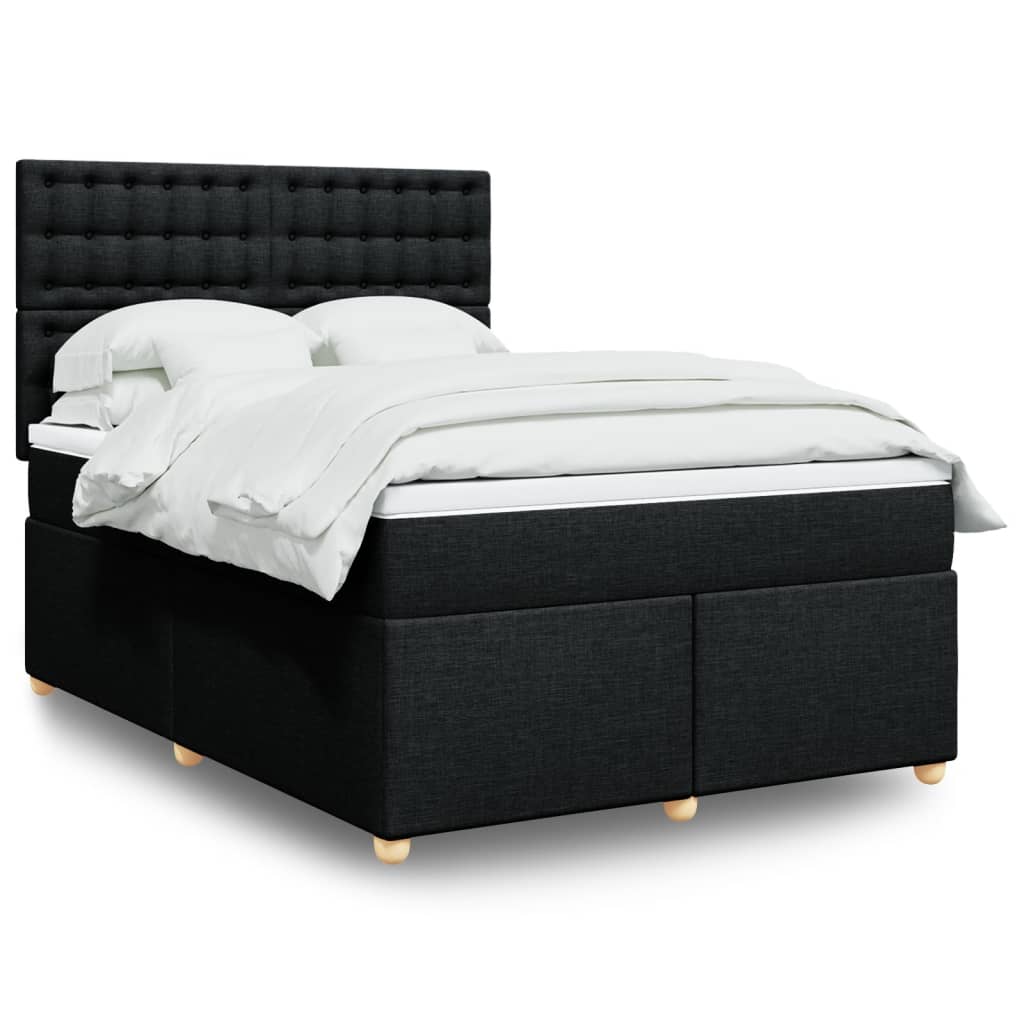 Boxspring met matras stof zwart 140x190 cm is nu te koop bij PeponiXL, paradijselijk wonen!
