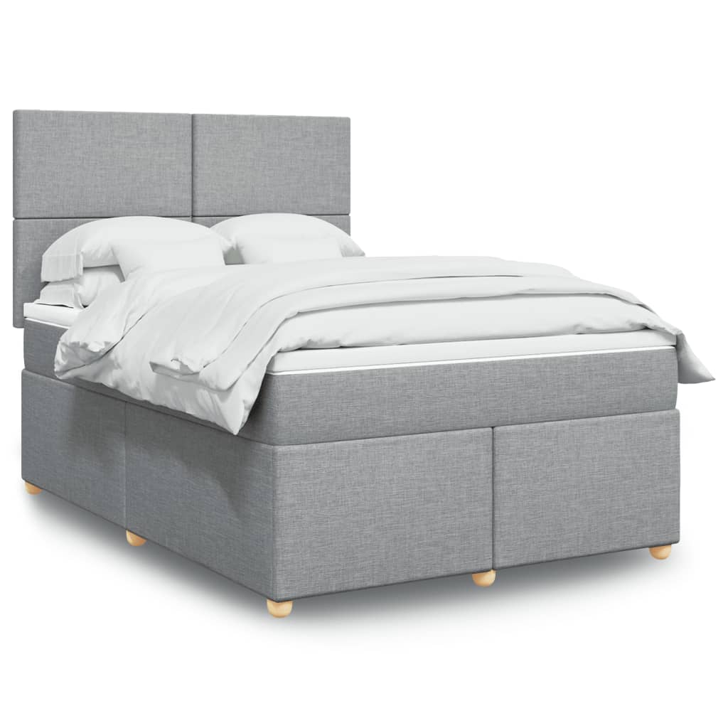 Boxspring met matras stof lichtgrijs 140x200 cm is nu te koop bij PeponiXL, paradijselijk wonen!