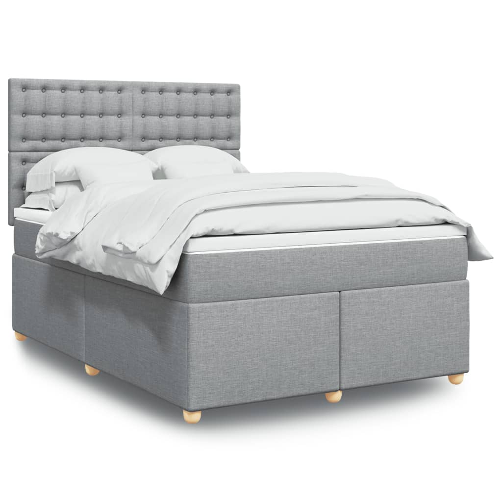 Boxspring met matras stof lichtgrijs 140x200 cm is nu te koop bij PeponiXL, paradijselijk wonen!