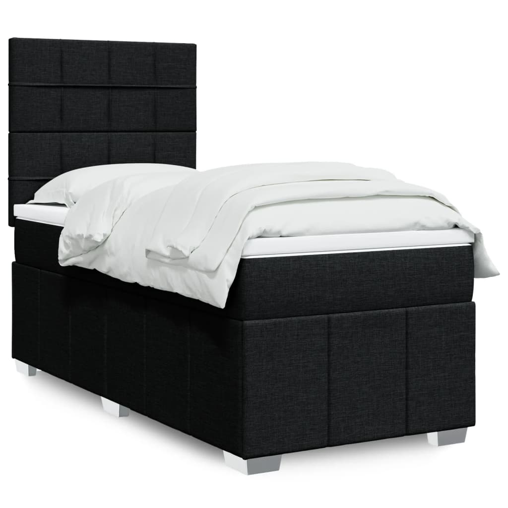 Boxspring met matras stof zwart 100x200 cm is nu te koop bij PeponiXL, paradijselijk wonen!