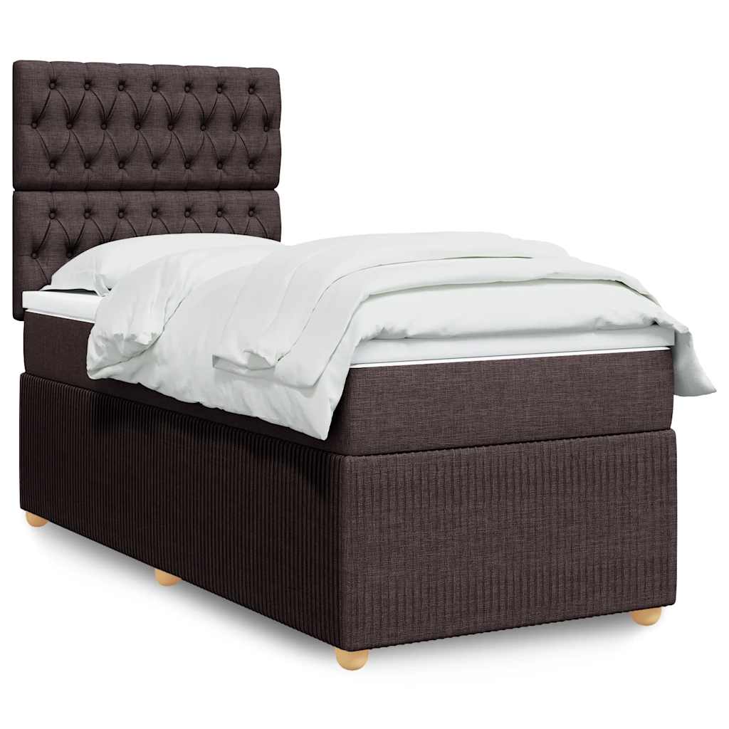 Boxspring met matras stof donkerbruin 80x200 cm is nu te koop bij PeponiXL, paradijselijk wonen!