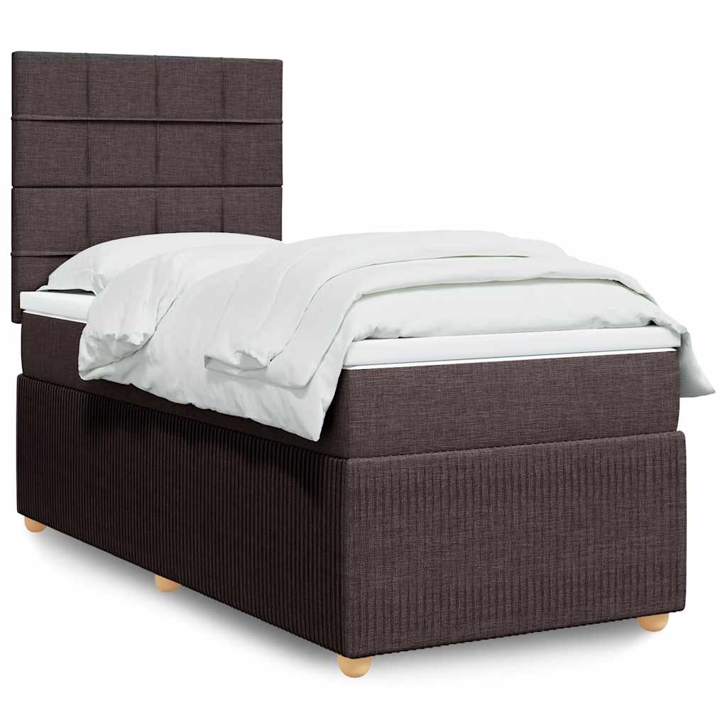 Boxspring met matras stof donkerbruin 90x200 cm is nu te koop bij PeponiXL, paradijselijk wonen!