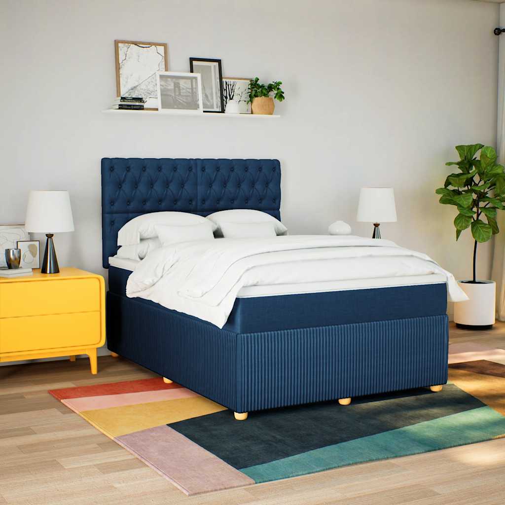 Boxspring met matras stof blauw 160x200 cm is nu te koop bij PeponiXL, paradijselijk wonen!