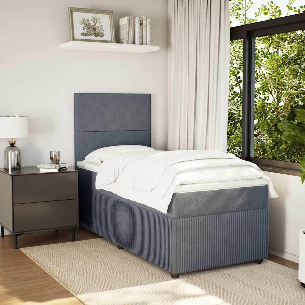 Boxspring met matras fluweel donkergrijs 80x200 cm is nu te koop bij PeponiXL, paradijselijk wonen!