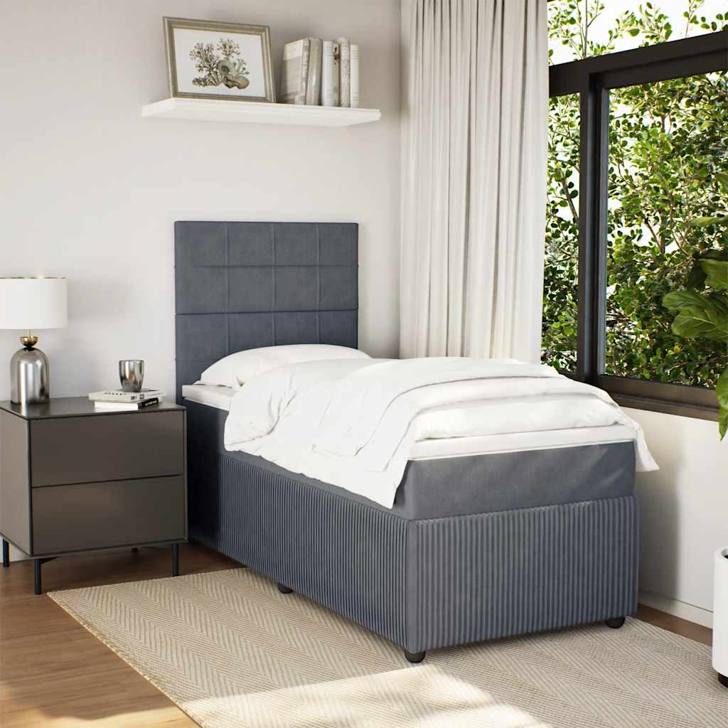 Boxspring met matras fluweel donkergrijs 80x200 cm is nu te koop bij PeponiXL, paradijselijk wonen!