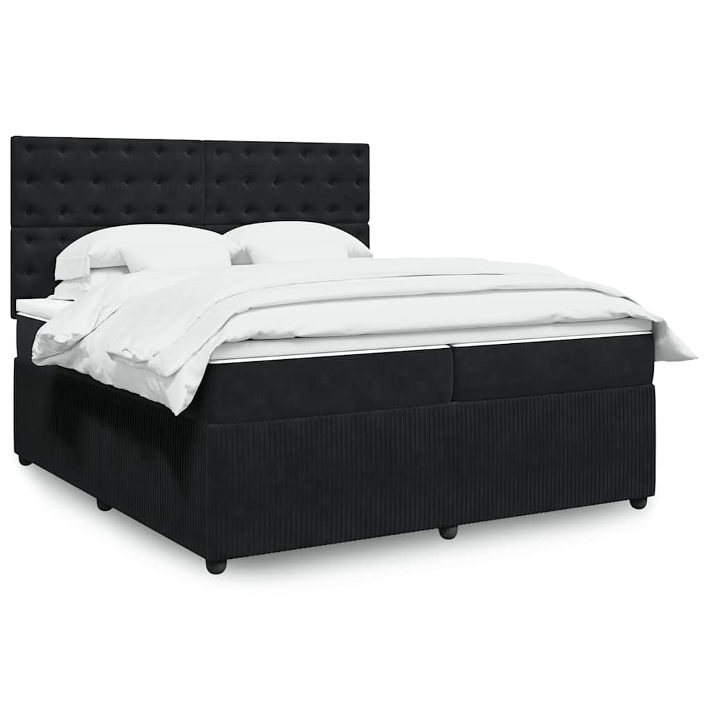 Boxspring met matras fluweel zwart 200x200 cm is nu te koop bij PeponiXL, paradijselijk wonen!