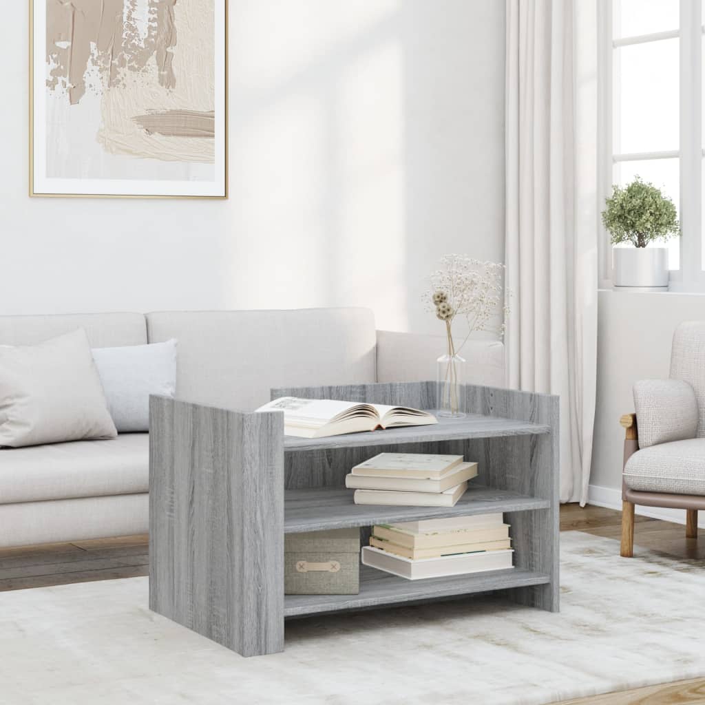 Salontafel 80x50x50 cm bewerkt hout grijs sonoma eikenkleur is nu te koop bij PeponiXL, paradijselijk wonen!