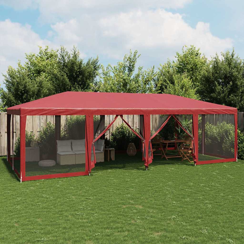 Partytent met 12 mesh zijwanden 8x4 m HDPE rood is nu te koop bij PeponiXL, paradijselijk wonen!