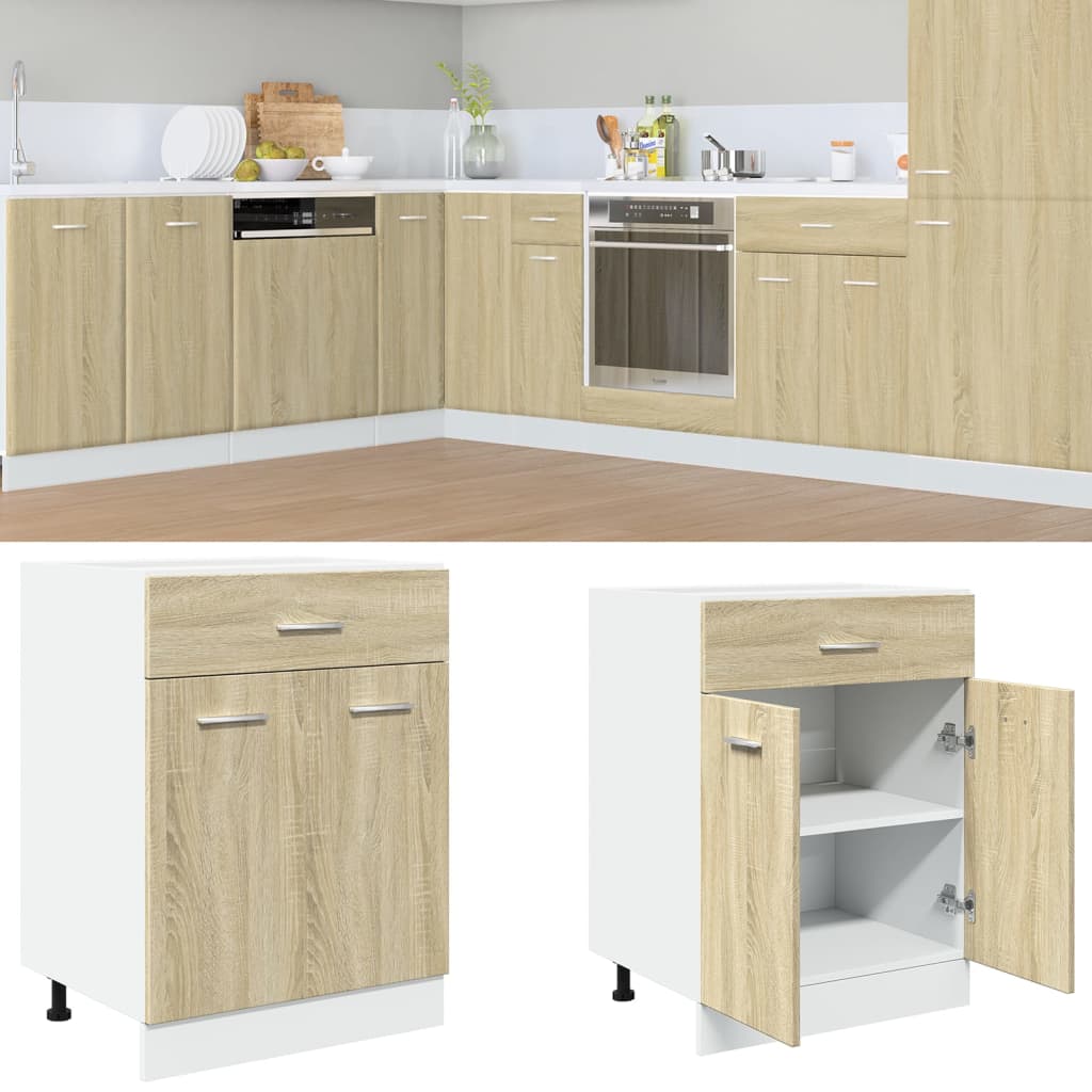 Onderkast met lade Lyon 60x46x81,5 cm bewerkt hout sonoma eikenkleurig is nu te koop bij PeponiXL, paradijselijk wonen!