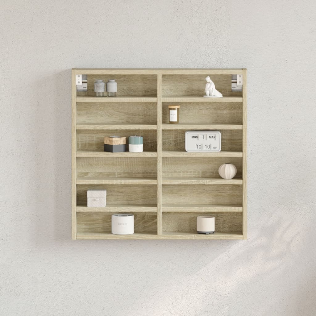 Vitrinekast 60x8,5x58 cm bewerkt hout sonoma eikenkleurig is nu te koop bij PeponiXL, paradijselijk wonen!