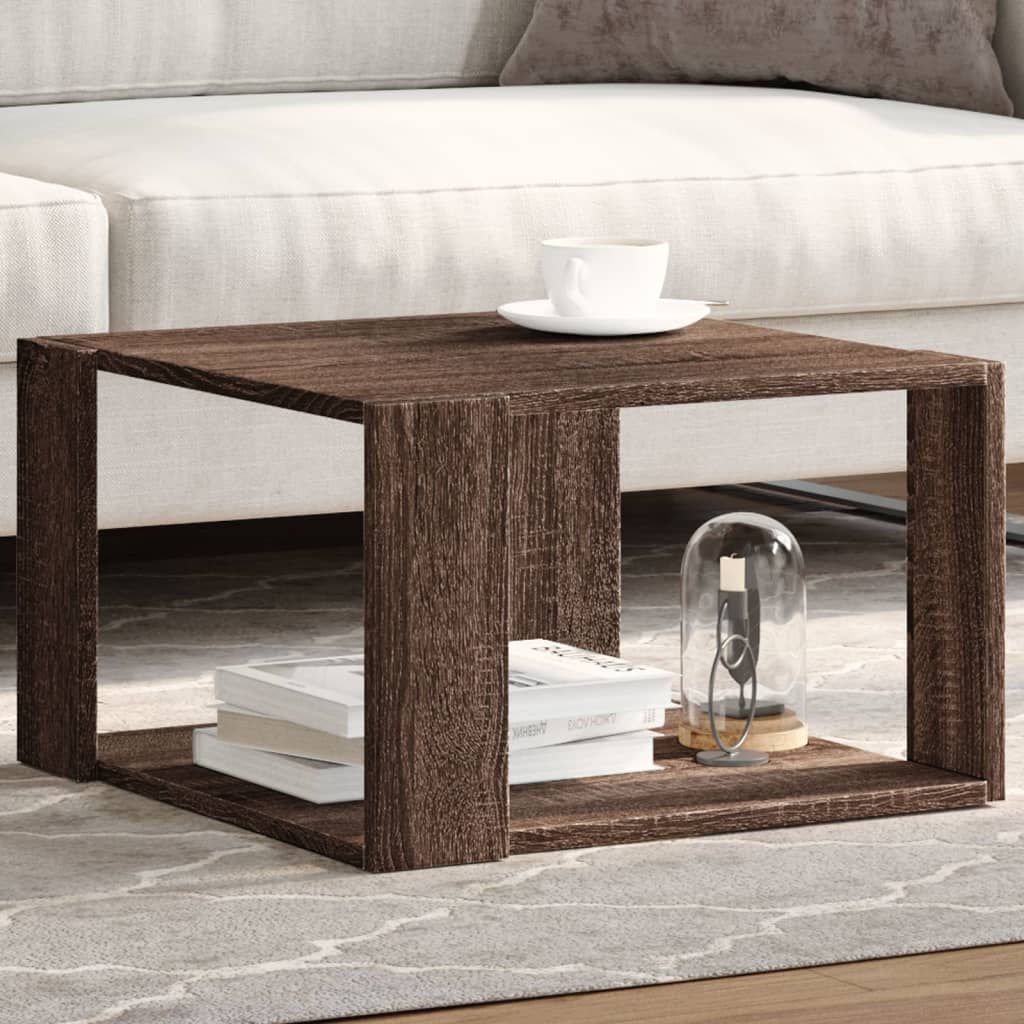Salontafel 51,5x51,5x30 cm bewerkt hout bruin eikenkleurig is nu te koop bij PeponiXL, paradijselijk wonen!